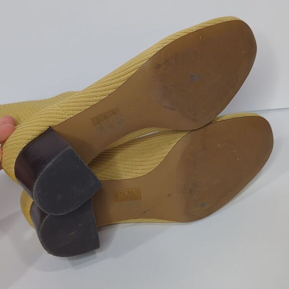 Everlane Glove Boot Gold Knit Pull On Bootie Ankle Heeled Shoes Womens Size 6.5 - Picture 14 of 15